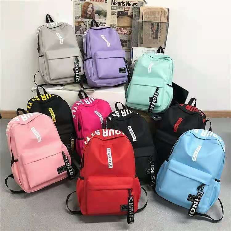 Customized lightweight Korean style unisex backpack, simple, fashionable, casual, university high school design, polyester letters