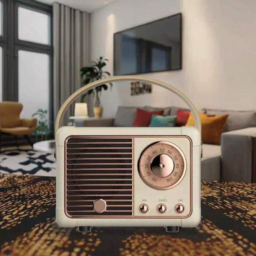 Retro mini portable Bluetooth speaker audio player, suitable for home theaters and outdoor activities, with memory card compatibility