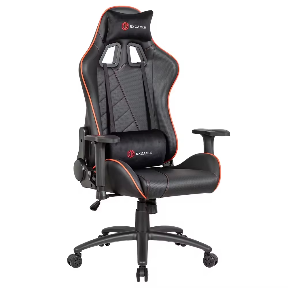 Customizable black PU leather extendable rotating gaming chair with adjustable ergonomic administrative style and reclining gaming chair