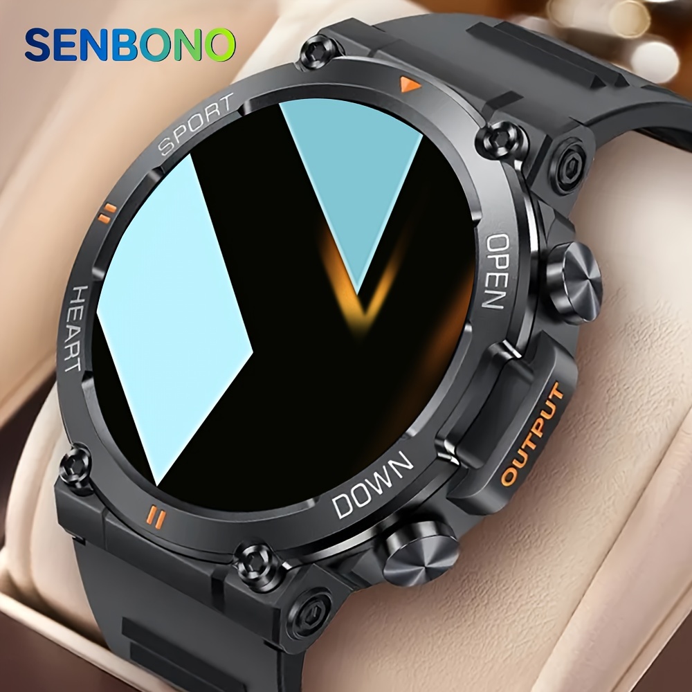 Senbono Men's Smart Watch Round Large Screen Wireless Dialing Answer Call Fitness Tracker Outdoor Sports Smart Watch
