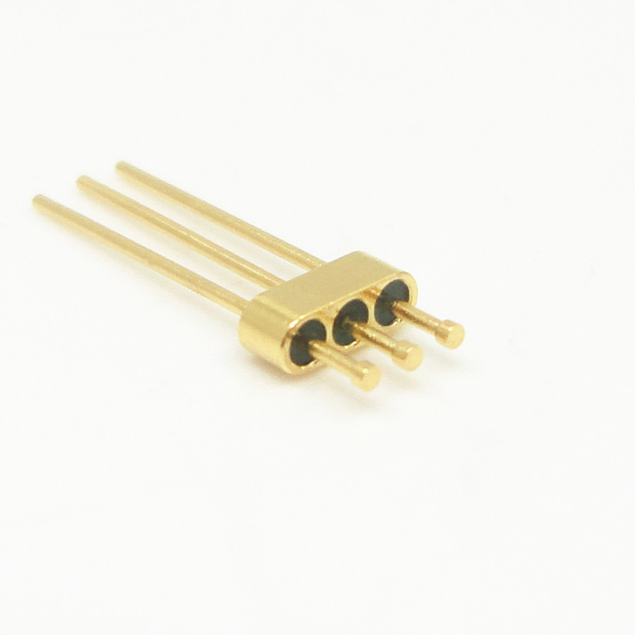 3-pin sealed multi pin connector with gold-plated surface and glass sintered seal