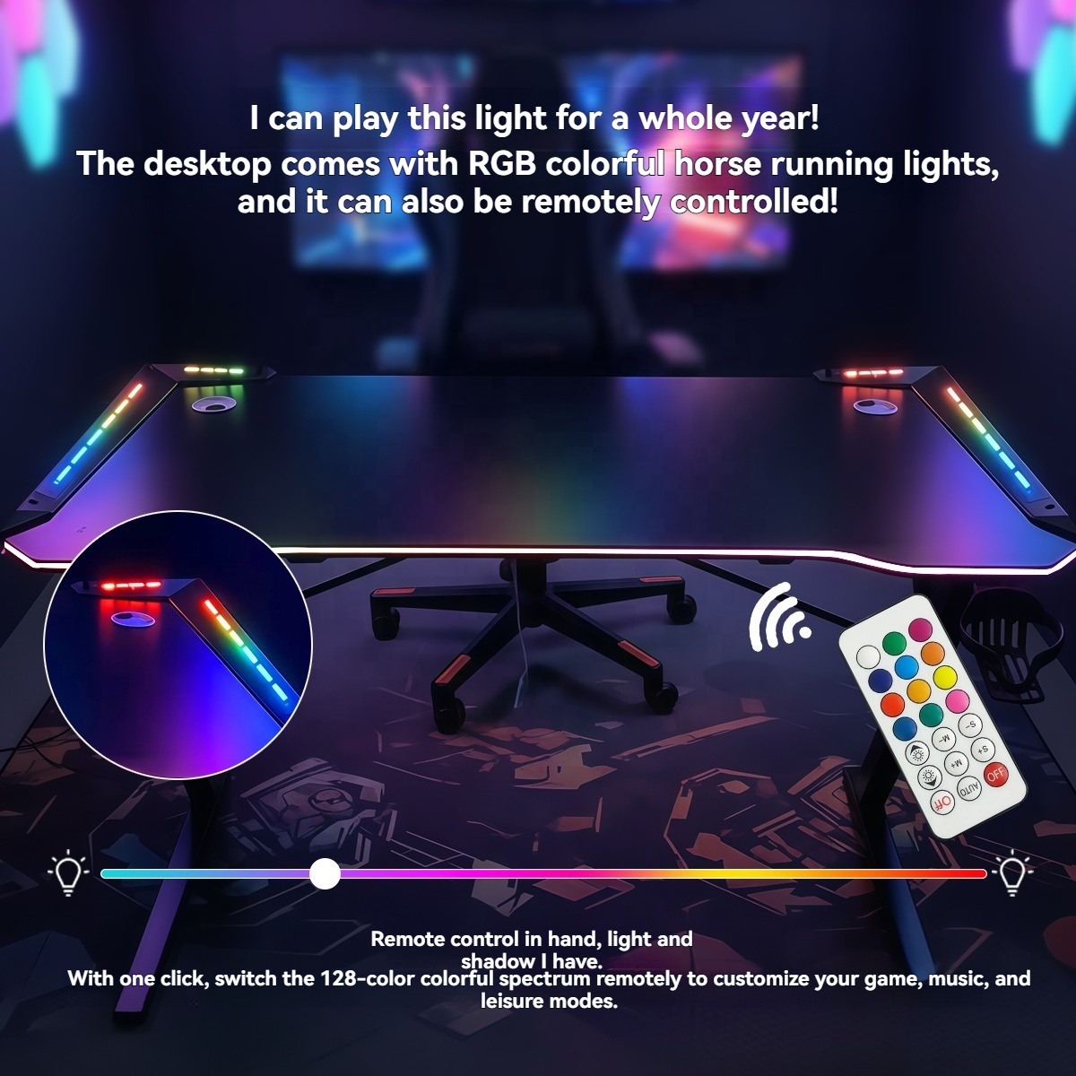 GEDO wholesale carbon fiber desktop Z-shaped computer desk with RGB cup holder and headphone stand, newly designed gaming table