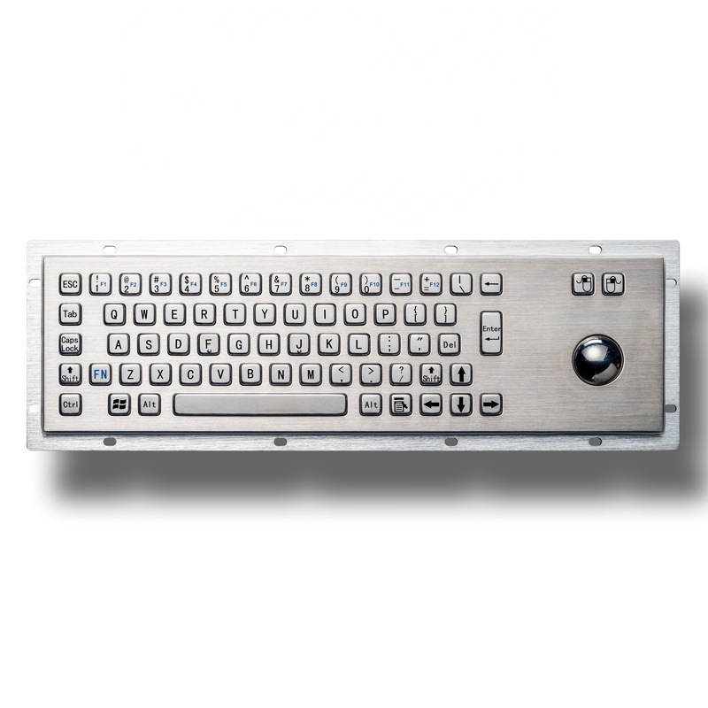 IP65 sturdy waterproof metal stainless steel industrial keyboard with trackball mouse and keyboard, used for information kiosk CNC rolling mill