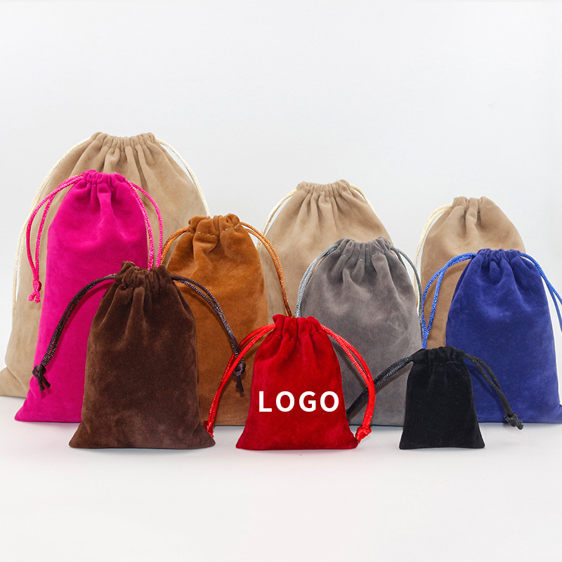 Wholesale jewelry drawstring velvet small bag custom velvet gift jewelry bag with logo