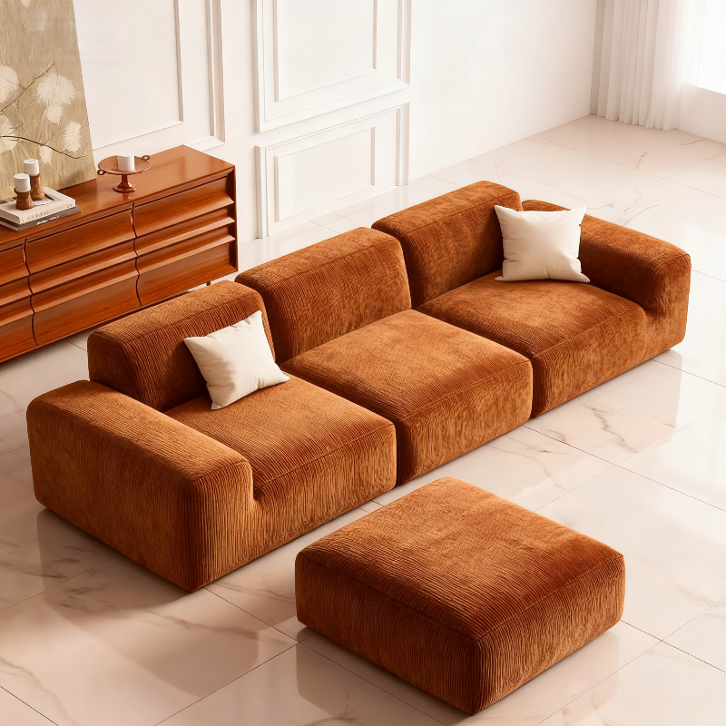 Modular Chenille cloth cover combination sofa bed with foldable three seater modern compression sofa, small size, with wooden legs