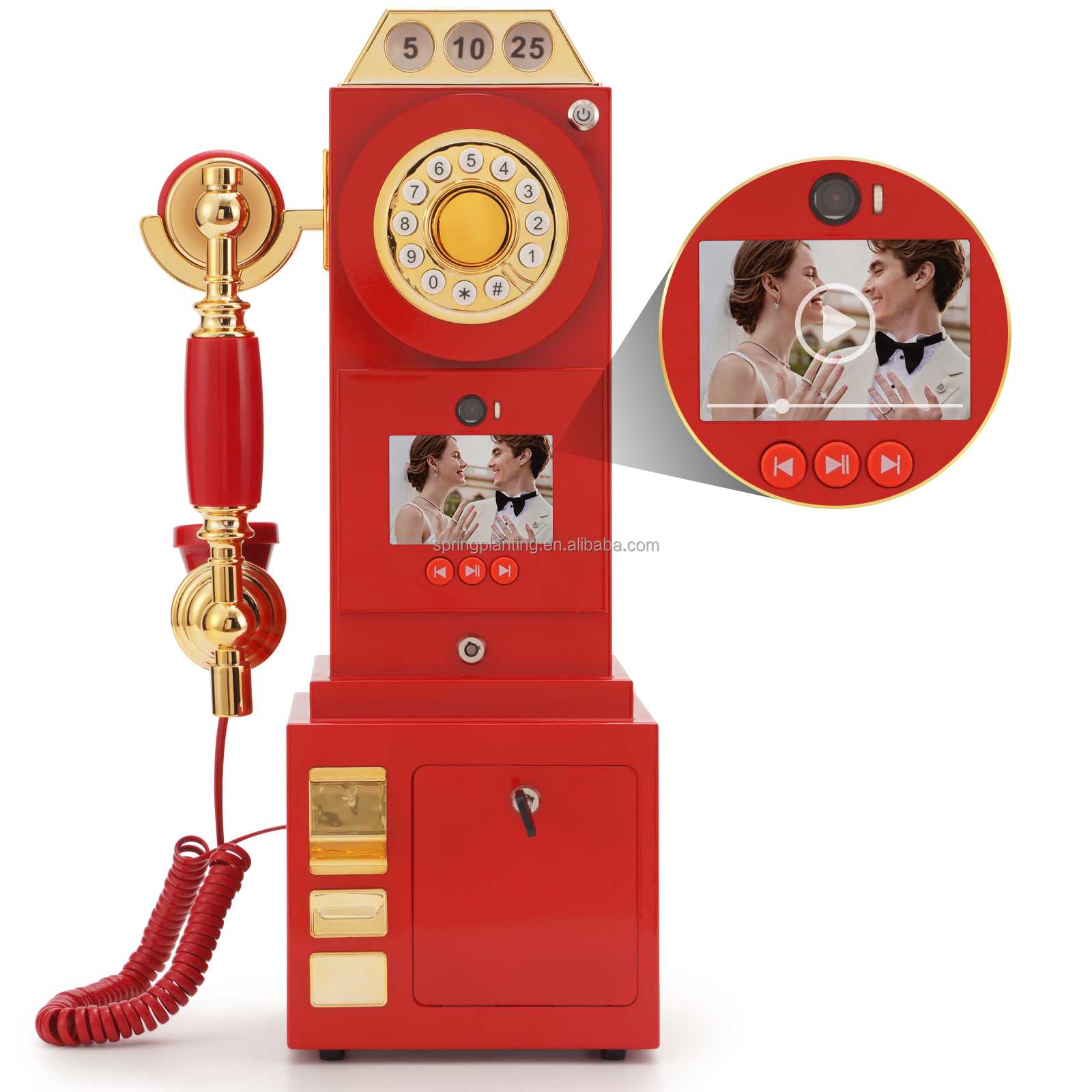 SPRING PLANTING Hot Sell 1080P Video & Audio Vintage Rotary Dial Telephone Recorded Telephone Sets Retro Guestbook Audio